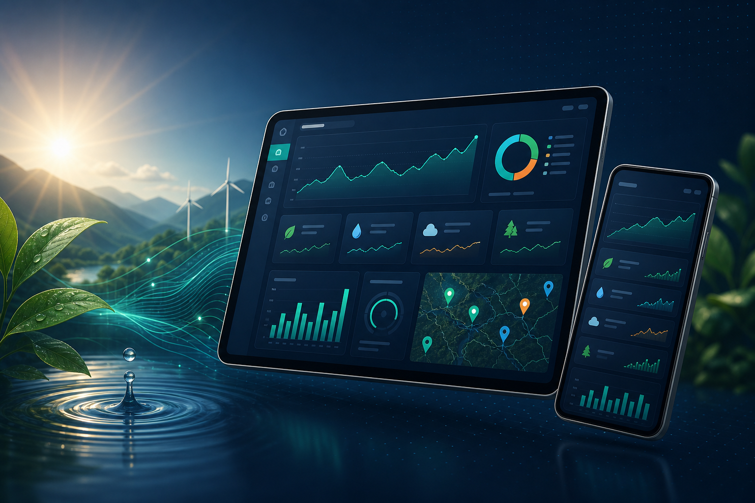 Gestão ambiental e tecnologia — dashboard de indicadores e sustentabilidade